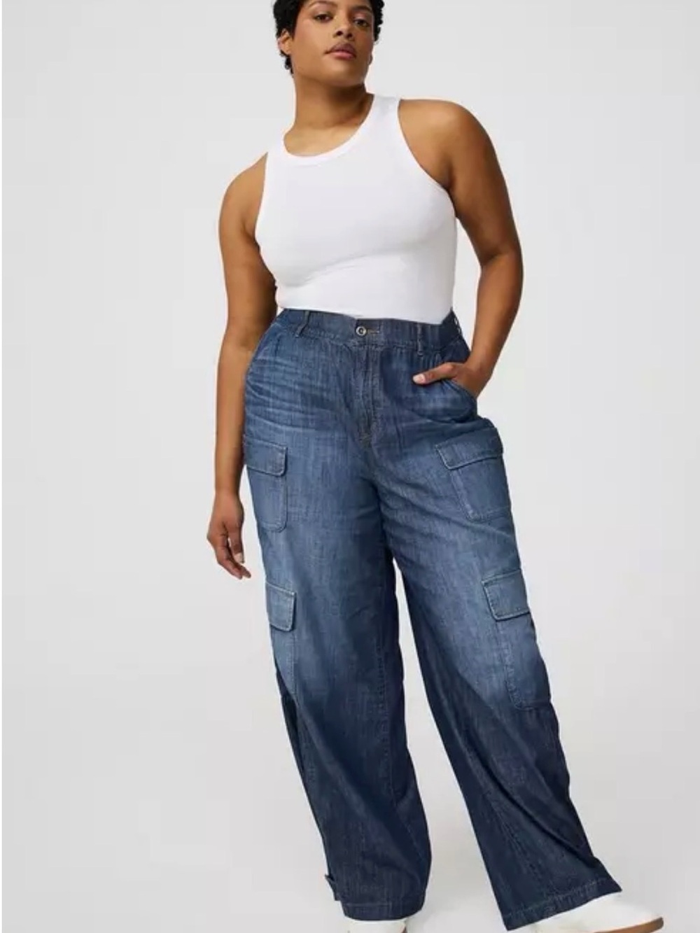 torrid Dark Blue Wide Leg Cargo Jeans